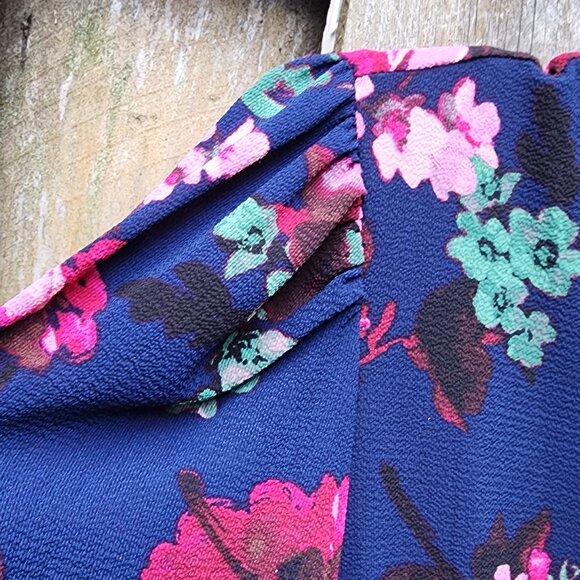 *NWT* Women's sz 16  London Times Navy Smocked Waist Tiered Mini Dress - Picture 4 of 9